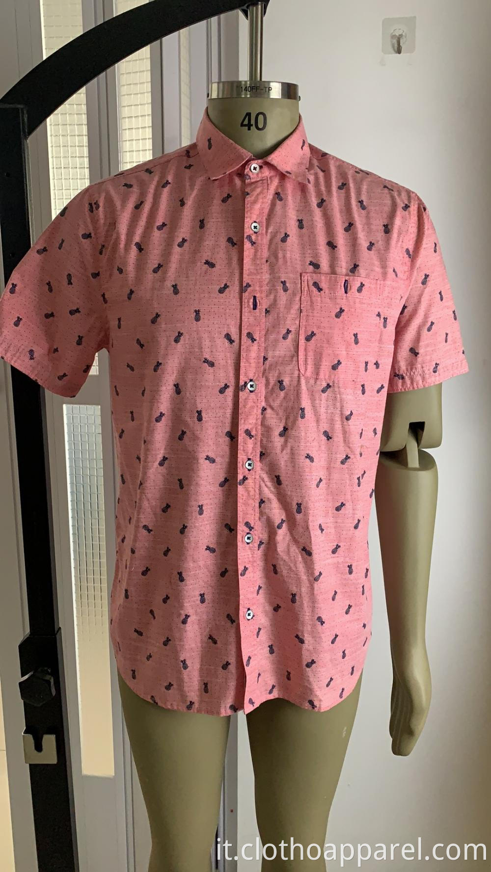 Men's 100% Cotton Printed Short-Sleeve Shirt